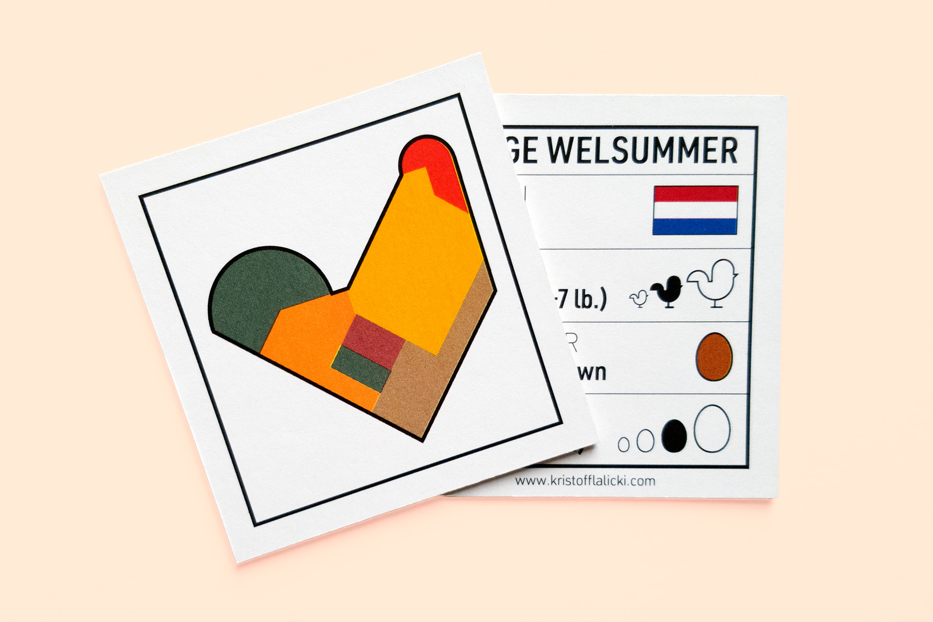 card with large welsummer chicken